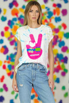 Lauren Moshi Wolf Woodstock Peace Tee T-Shirt by Lauren Moshi as seen on celebrities