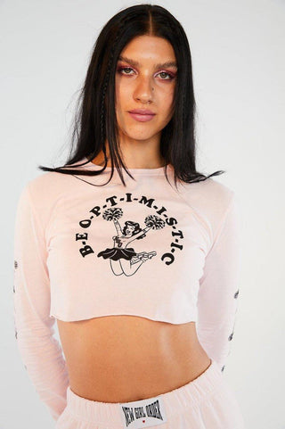 Shop New Girl Order Cheer Long Sleeve Top - Premium Crop Top from New Girl Order Online now at Spoiled Brat 