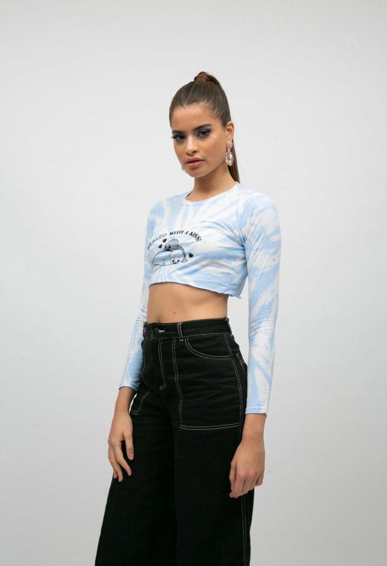 Shop New Girl Order Sealed With A Kiss Long Sleeve Super Crop Top - Premium Crop Top from New Girl Order Online now at Spoiled Brat 