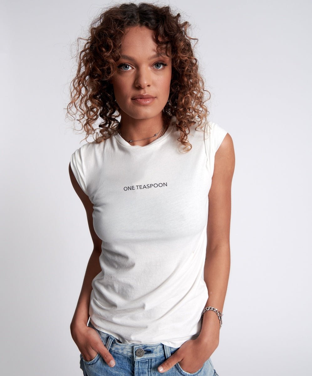 Shop One Teaspoon Organic Fitted Logo Tee - Premium T-Shirt from One Teaspoon Online now at Spoiled Brat 