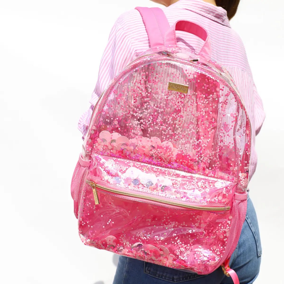 Shop Packed Party Pink Party Confetti Pink Clear Backpack - Premium Backpack from Packed Party Online now at Spoiled Brat 