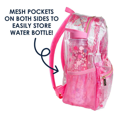 Shop Packed Party Pink Party Confetti Pink Clear Backpack - Premium Backpack from Packed Party Online now at Spoiled Brat 
