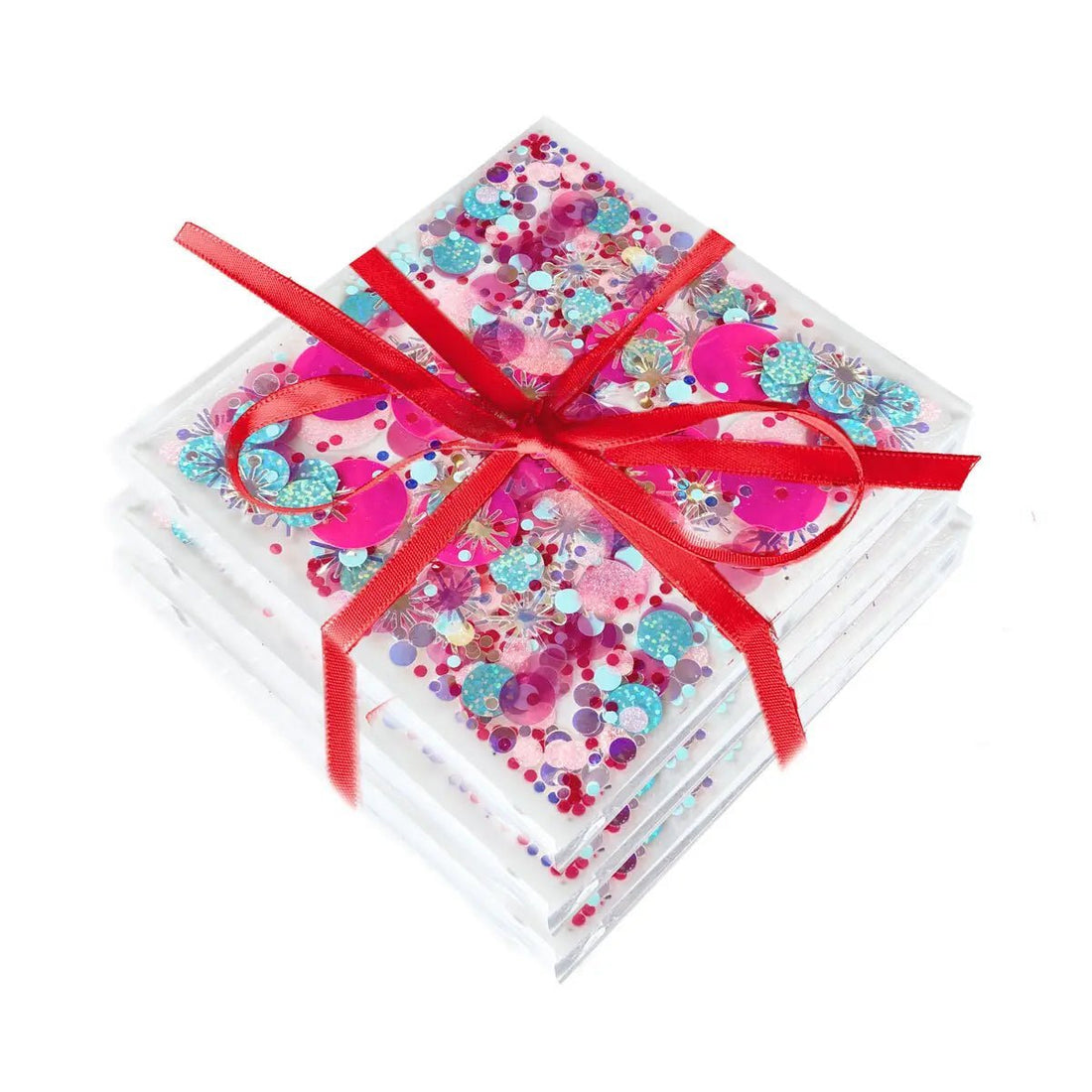 Shop Packed Party Think Pink Confetti Drink Coasters - Premium Coasters from Packed Party Online now at Spoiled Brat 