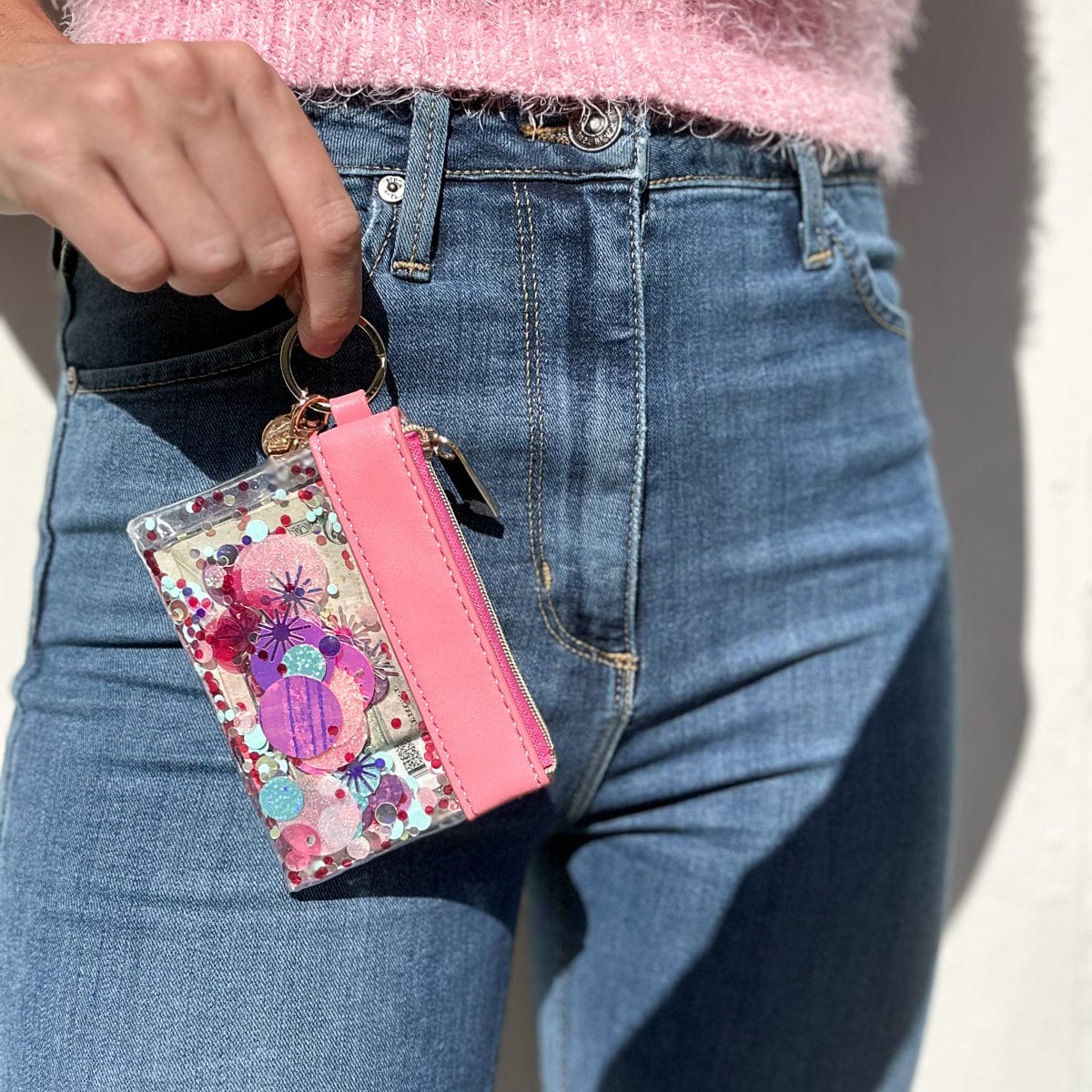 Shop Packed Party Think Pink Confetti Keychain Wallet - Premium Clutch Bag from Packed Party Online now at Spoiled Brat 