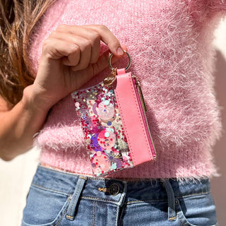 Shop Packed Party Think Pink Confetti Keychain Wallet - Premium Clutch Bag from Packed Party Online now at Spoiled Brat 