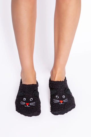 Shop PJ Salvage Fuzzy Black Cat Ear Cosy Socks - Premium Socks from PJ Salvage Online now at Spoiled Brat 