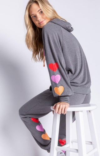 Shop PJ Salvage Heart Print Grey Joggers - Premium Sweatpants from PJ Salvage Online now at Spoiled Brat 