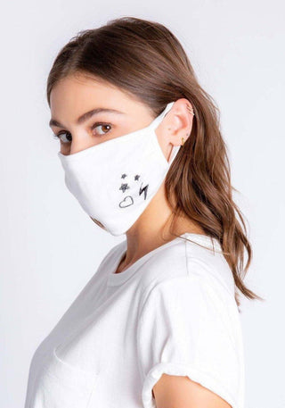Shop PJ Salvage Ivory Face Mask with Stars & Hearts - Premium Face Mask from PJ Salvage Online now at Spoiled Brat 