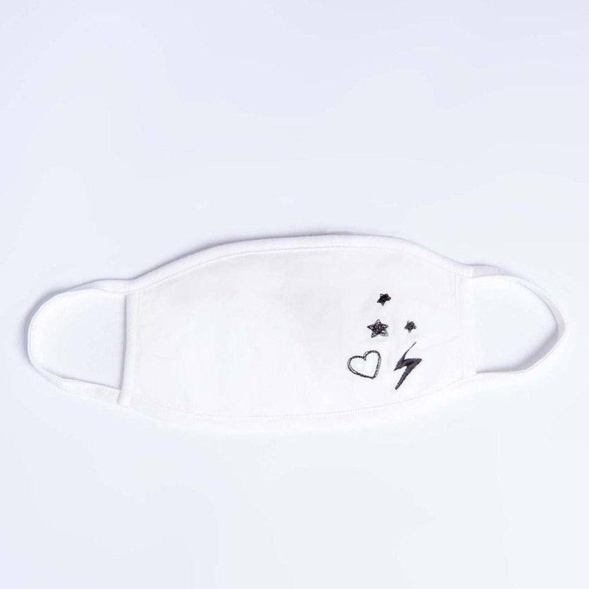Shop PJ Salvage Ivory Face Mask with Stars &amp; Hearts - Premium Face Mask from PJ Salvage Online now at Spoiled Brat 