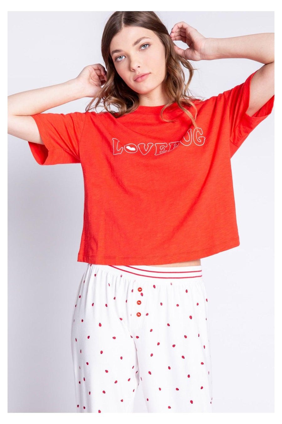 Shop PJ Salvage PJ Salvage Lovebug Red Cotton T-Shirt online at Spoiled Brat