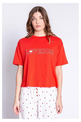 Shop PJ Salvage Lovebug Red Cotton T-Shirt - Premium Pyjamas from PJ Salvage Online now at Spoiled Brat 