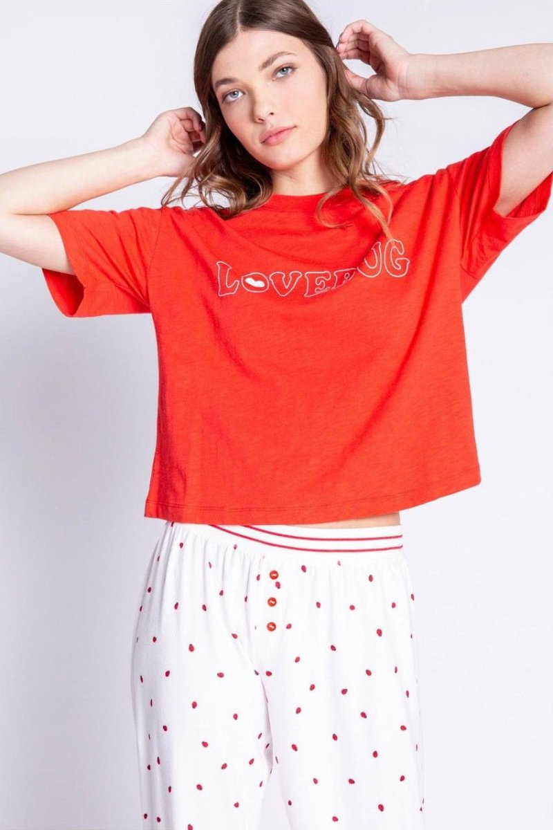 Shop PJ Salvage PJ Salvage Lovebug Red Cotton T-Shirt Pyjamas for women – premium loungewear and festival fashion at Spoiled Brat