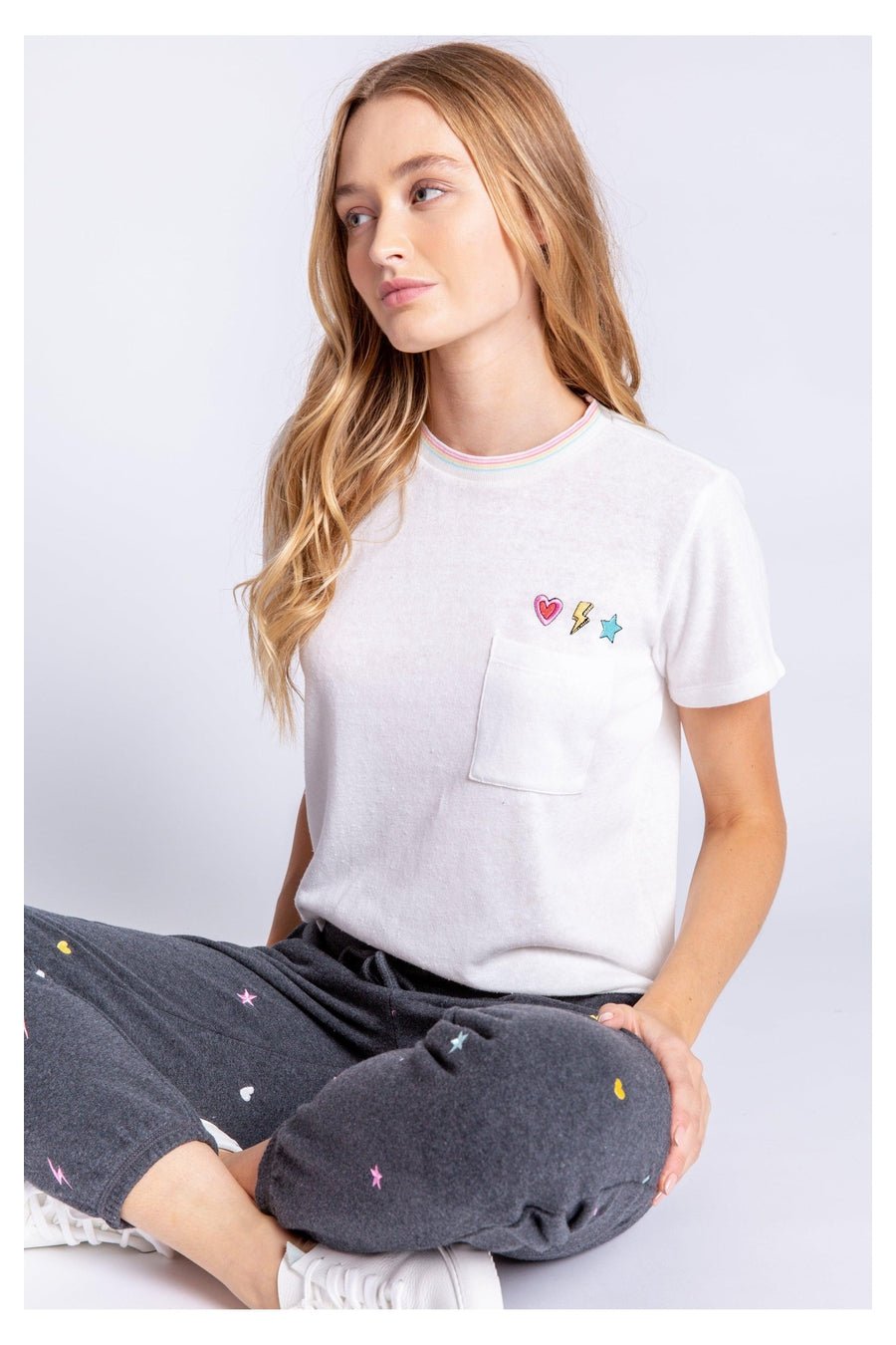 Shop PJ Salvage One Love Embroidered T-Shirt - Premium T-Shirt from PJ Salvage Online now at Spoiled Brat 