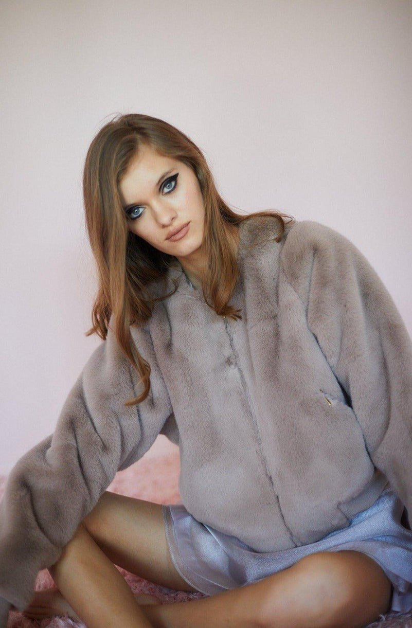 Shop SELKIE The Moon Dream Faux Fur Bomber Jacket - Premium Faux Fur Jacket from Selkie Online now at Spoiled Brat 