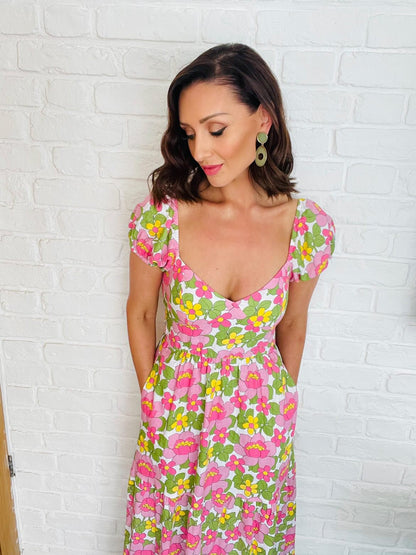 Shop Show Me Your Mumu Cathy Floral Maxi Dress as seen on Catherine Tydesley - Premium Maxi Dress from Show Me Your Mumu Online now at Spoiled Brat 
