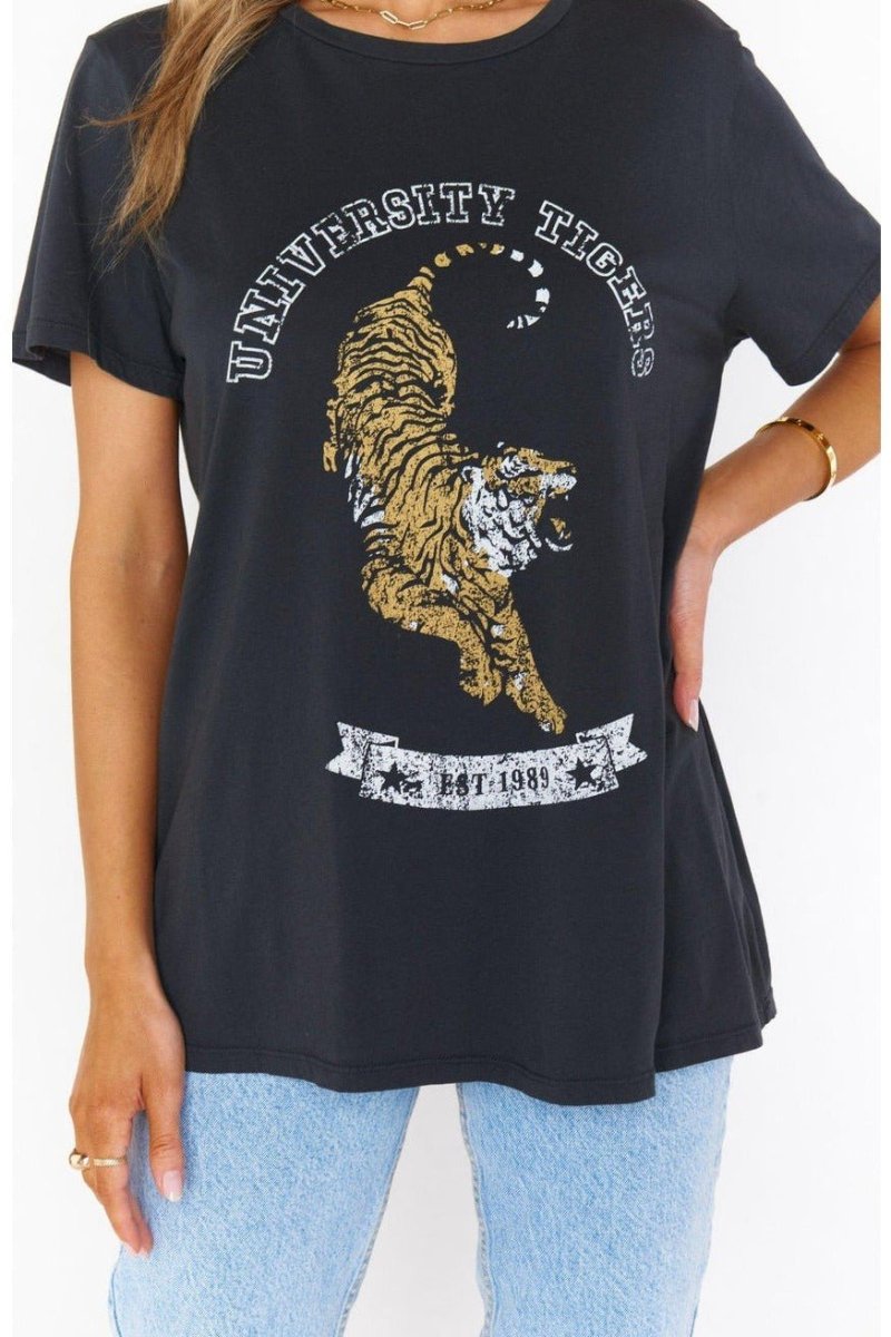 Shop Show Me Your Mumu Show Me Your Mumu Oliver University Tiger Graphic Tee T-Shirt for women – premium loungewear and festival fashion at Spoiled Brat