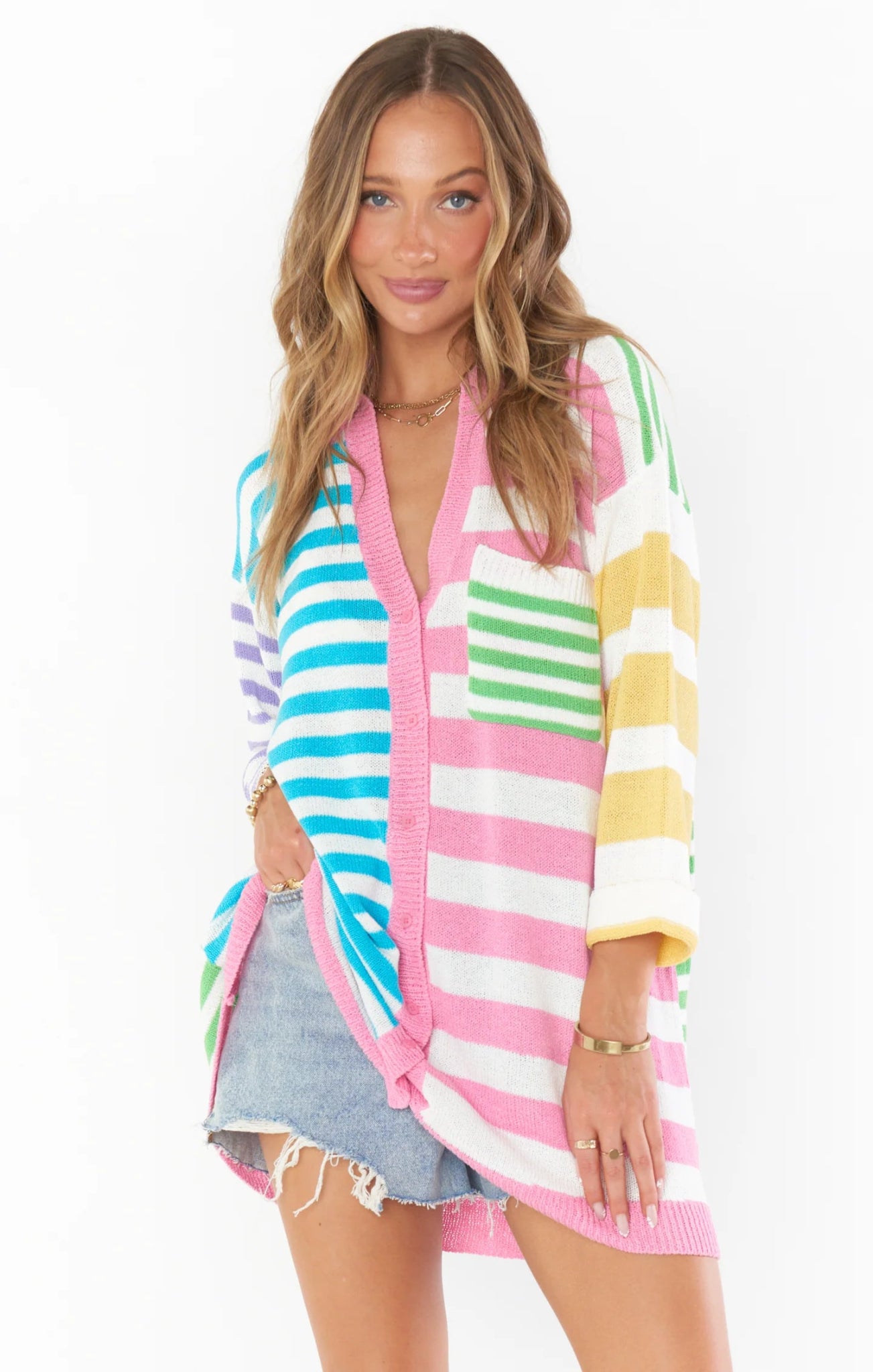 Shop Show Me Your Mumu Sonny Sweater Candy Chalk Knit - Premium Cardigan from Show Me Your Mumu Online now at Spoiled Brat 
