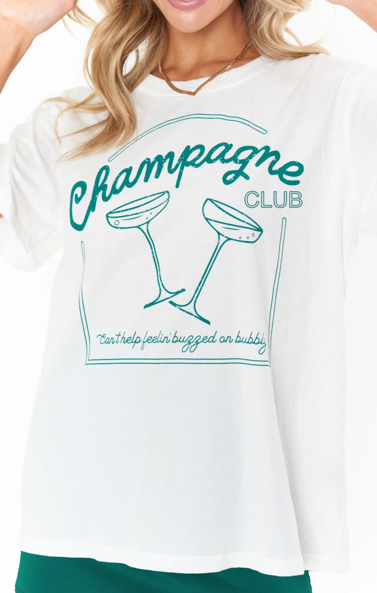 Shop Show Me Your Mumu Travis Tee Champagne Club Graphic - Premium T-Shirt from Show Me Your Mumu Online now at Spoiled Brat 