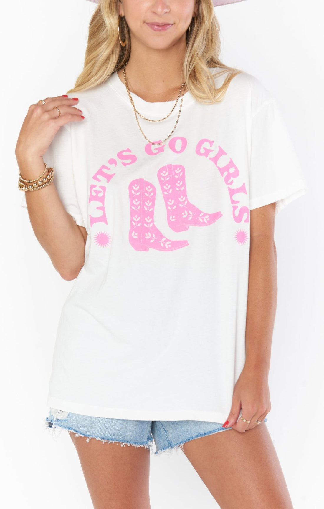 Shop Show Me Your Mumu Travis Tee Lets Go Girls Graphic - Premium T-Shirt from Show Me Your Mumu Online now at Spoiled Brat 
