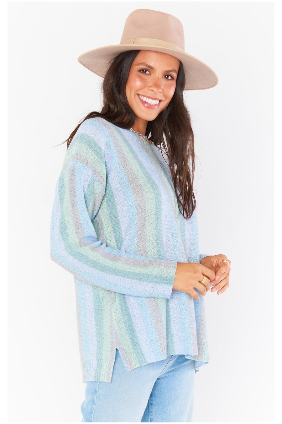 Shop Show Me Your Mumu SHOW ME YOUR MUMU TRUE BLUE ATLAS SWEATER in the style of Vanessa Hudgens online at Spoiled Brat