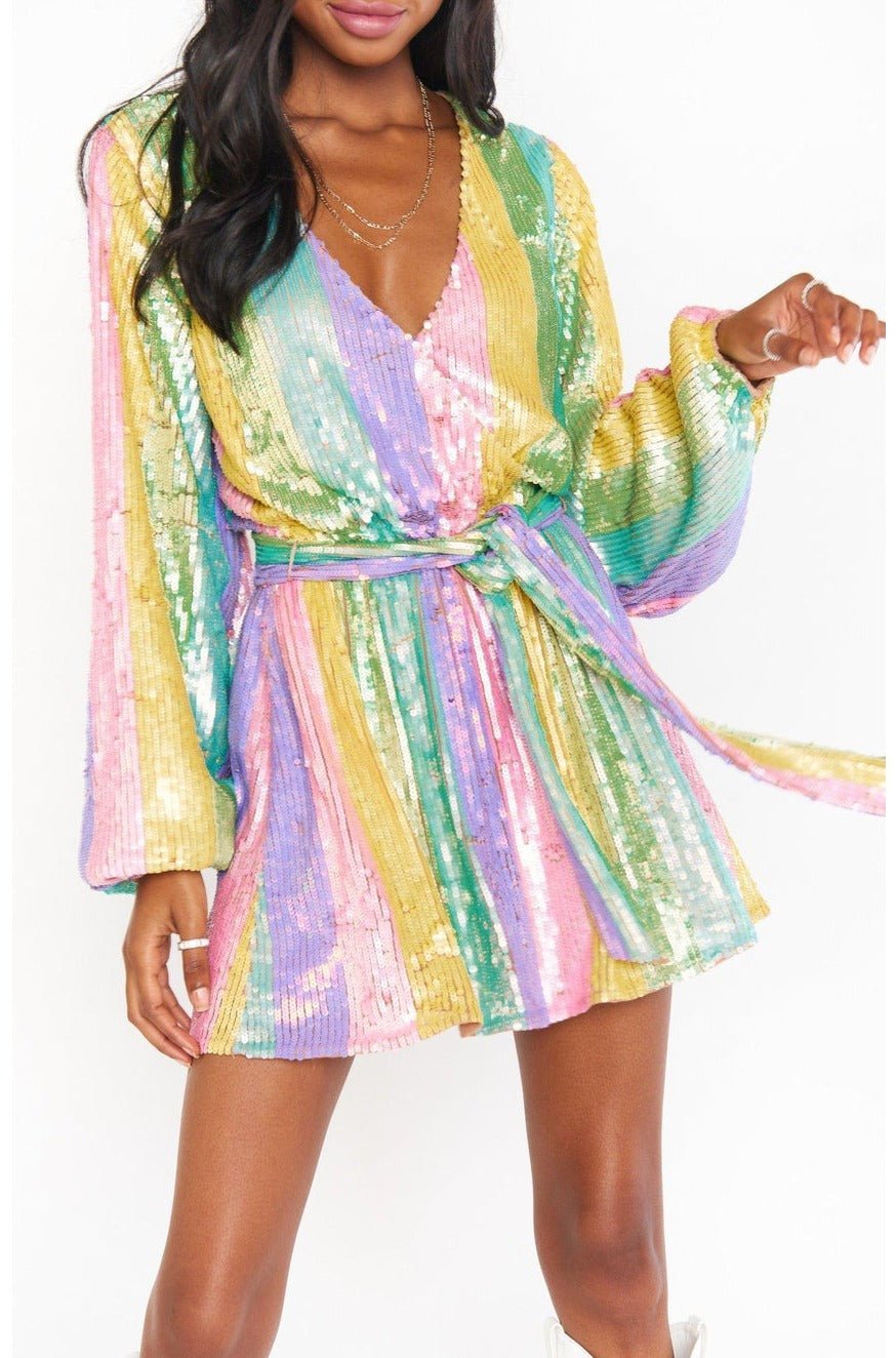 Emi Mini Dress ~ Rainbow Sequins – Show Me Your Mumu