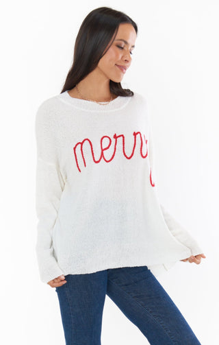 Shop Show Me Your Mumu Woodsy "Merry" Christmas Jumper - Premium Sweater from Show Me Your Mumu Online now at Spoiled Brat 