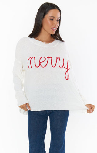 Shop Show Me Your Mumu Woodsy "Merry" Christmas Jumper - Premium Sweater from Show Me Your Mumu Online now at Spoiled Brat 