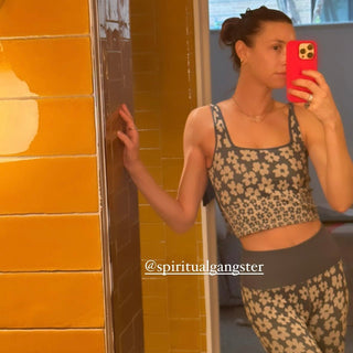 Shop Spiritual Gangster Amara Jacquard Longline Sports Bra as seen on Whitney Port - Premium Cropped Top from Spiritual Gangster Online now at Spoiled Brat 