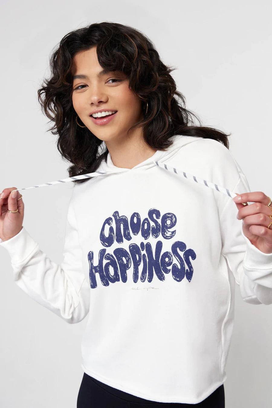 Shop Spiritual Gangster Choose Happiness Crop Hoodie - Premium Hooded Sweatshirt from Spiritual Gangster Online now at Spoiled Brat 