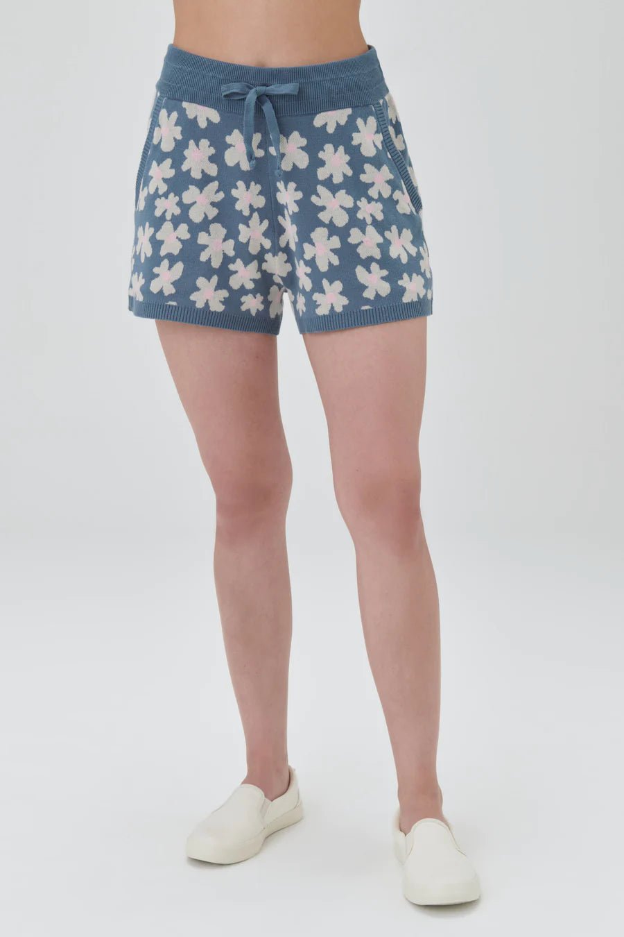 Shop Spiritual Gangster Floral Jacquard Relaxed Sweater Short - Premium Shorts from Spiritual Gangster Online now at Spoiled Brat 