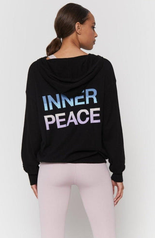 Shop Spiritual Gangster Inner Peace Peyton Zipper Cashmere Hoodie - Premium Sweater from Spiritual Gangster Online now at Spoiled Brat 