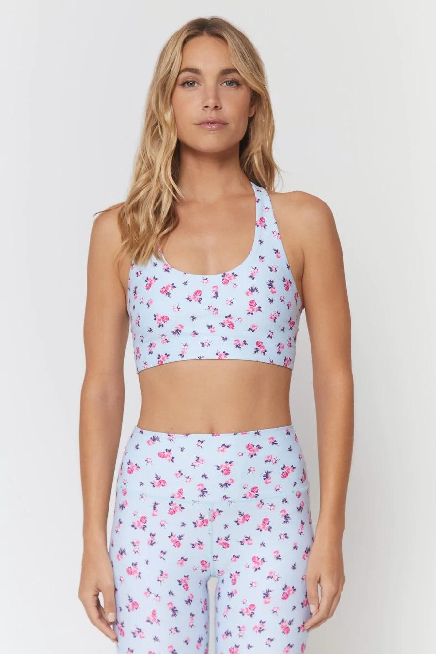 Shop Spiritual Gangster Verve Eco Jersey Sports Bra in Positano Floral Print - Premium Cropped Top from Spiritual Gangster Online now at Spoiled Brat 