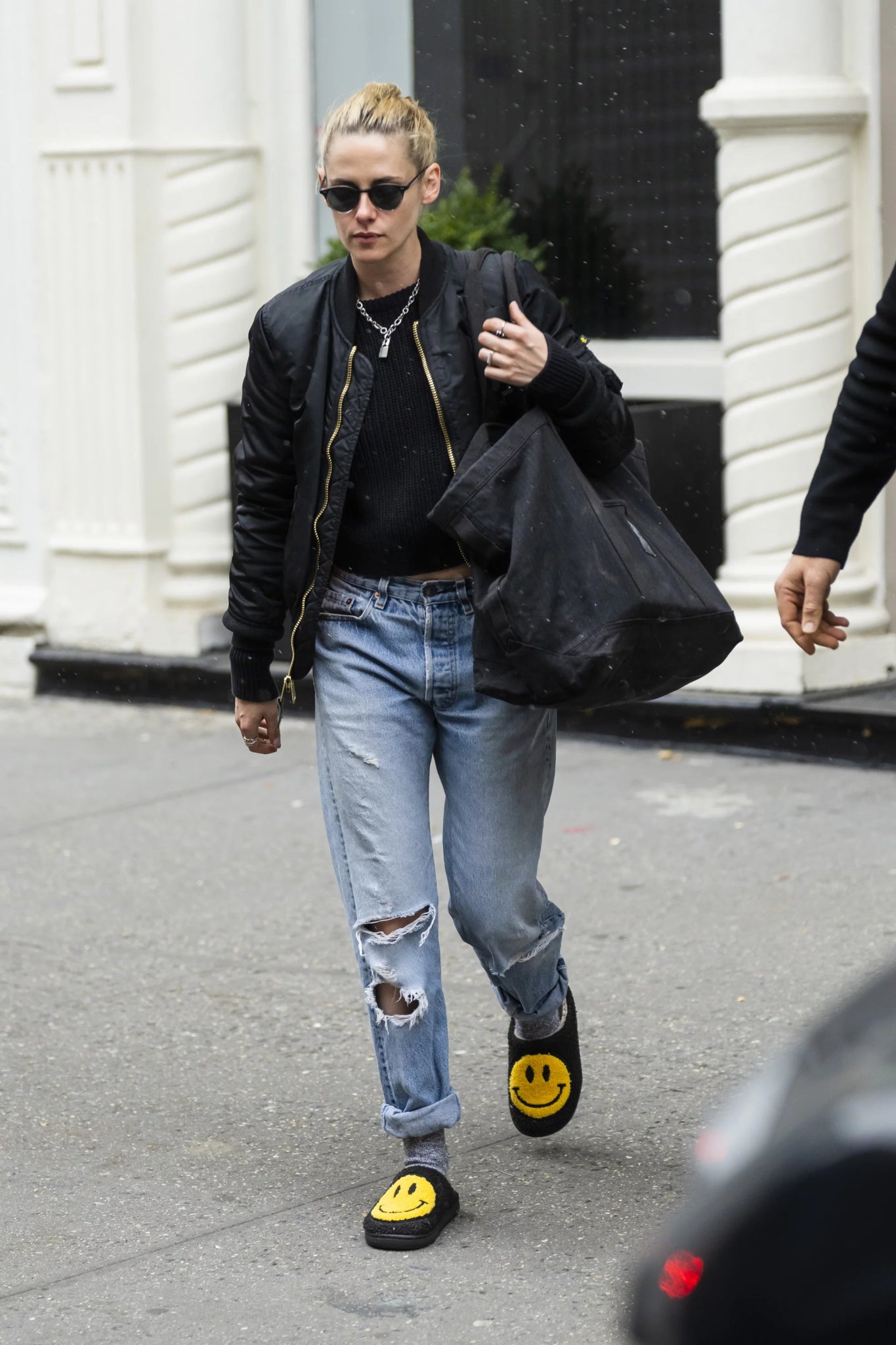Shop Smiley Face Slippers in Yellow as seen on Kirsten Stewart - Premium Slippers from Spoiled Brat Online now at Spoiled Brat 