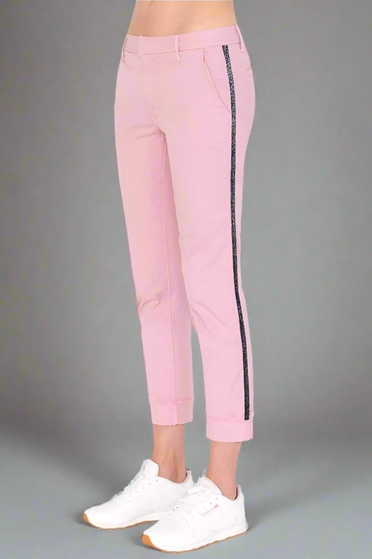 Shop Sundry Sundry Glitter Stripe Roll Up Chino Trousers Trousers for women – premium loungewear and festival fashion at Spoiled Brat