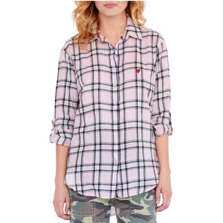 Shop Sundry Tiny Heart Plaid Shirt - Premium Shirts from Sundry Online now at Spoiled Brat 
