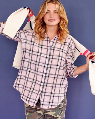 Shop Sundry Tiny Heart Plaid Shirt - Premium Shirts from Sundry Online now at Spoiled Brat 