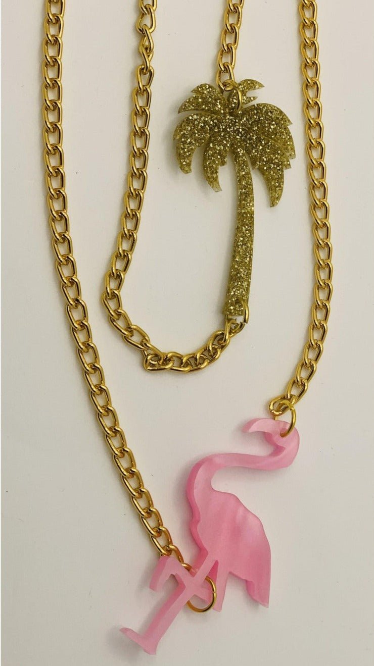 Shop Suzywan DELUXE Flamingo Layering Necklace - Premium Necklace from Suzywan DELUXE Online now at Spoiled Brat 