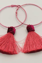 Shop Suzywan DELUXE Suzywan DELUXE Fuchsia Tassel Hoop Earrings Earrings for women – premium loungewear and festival fashion at Spoiled Brat