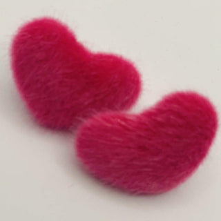 Shop Suzywan DELUXE Hot Pink Fluffy Heart Stud Earrings - Premium Earrings from Suzywan DELUXE Online now at Spoiled Brat 