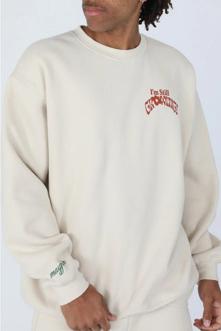 Shop Mayfair Growth Takes Time Crewneck Sweater as seen on Courtney Green - Spoiled Brat  Online
