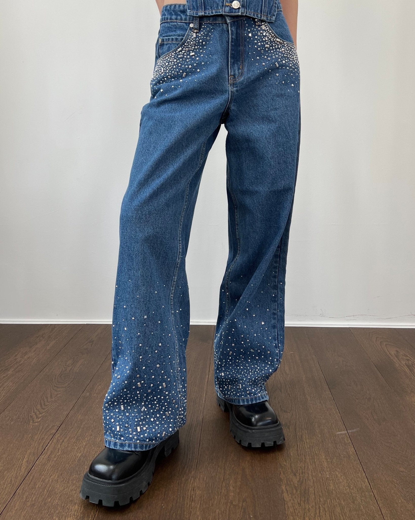 Shop The Ragged Priest Milk It Ziggy Scatter Glitter Wide Leg Jeans - Premium Trousers from The Ragged Priest Online now at Spoiled Brat 