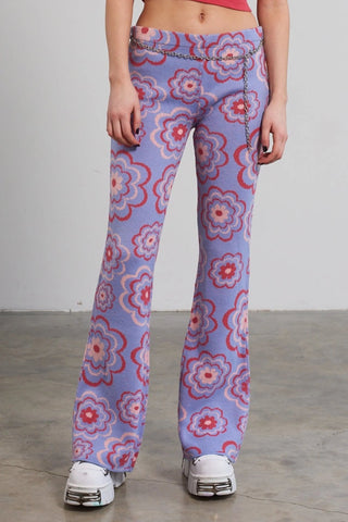 Shop The Ragged Priest Power Floral Knit Flare Trousers - Spoiled Brat  Online