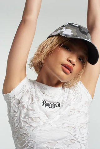 Shop The Ragged Priest White Shredded Baby Tee - Spoiled Brat  Online