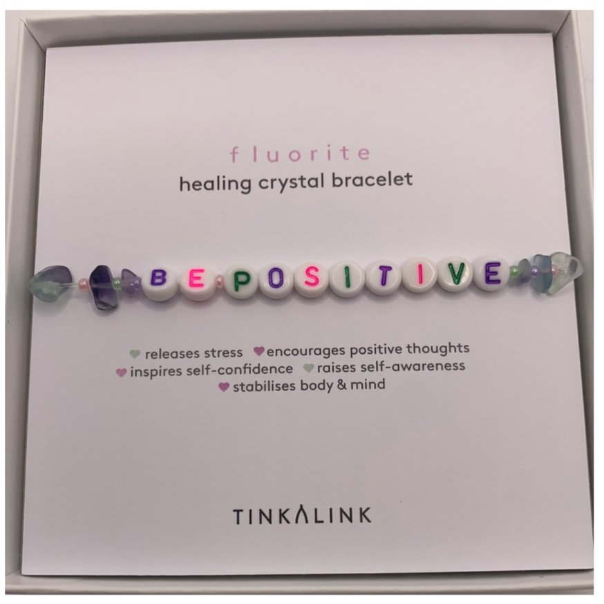 Shop Tinkalink Be Positive Fluorite Wellbeing Crystal Bracelet - Premium Bracelet from Tinkalink Online now at Spoiled Brat 