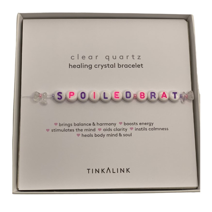 Shop Tinkalink Tinkalink SPOILED BRAT Clear Quartz Wellbeing Crystal Bracelet online at Spoiled Brat