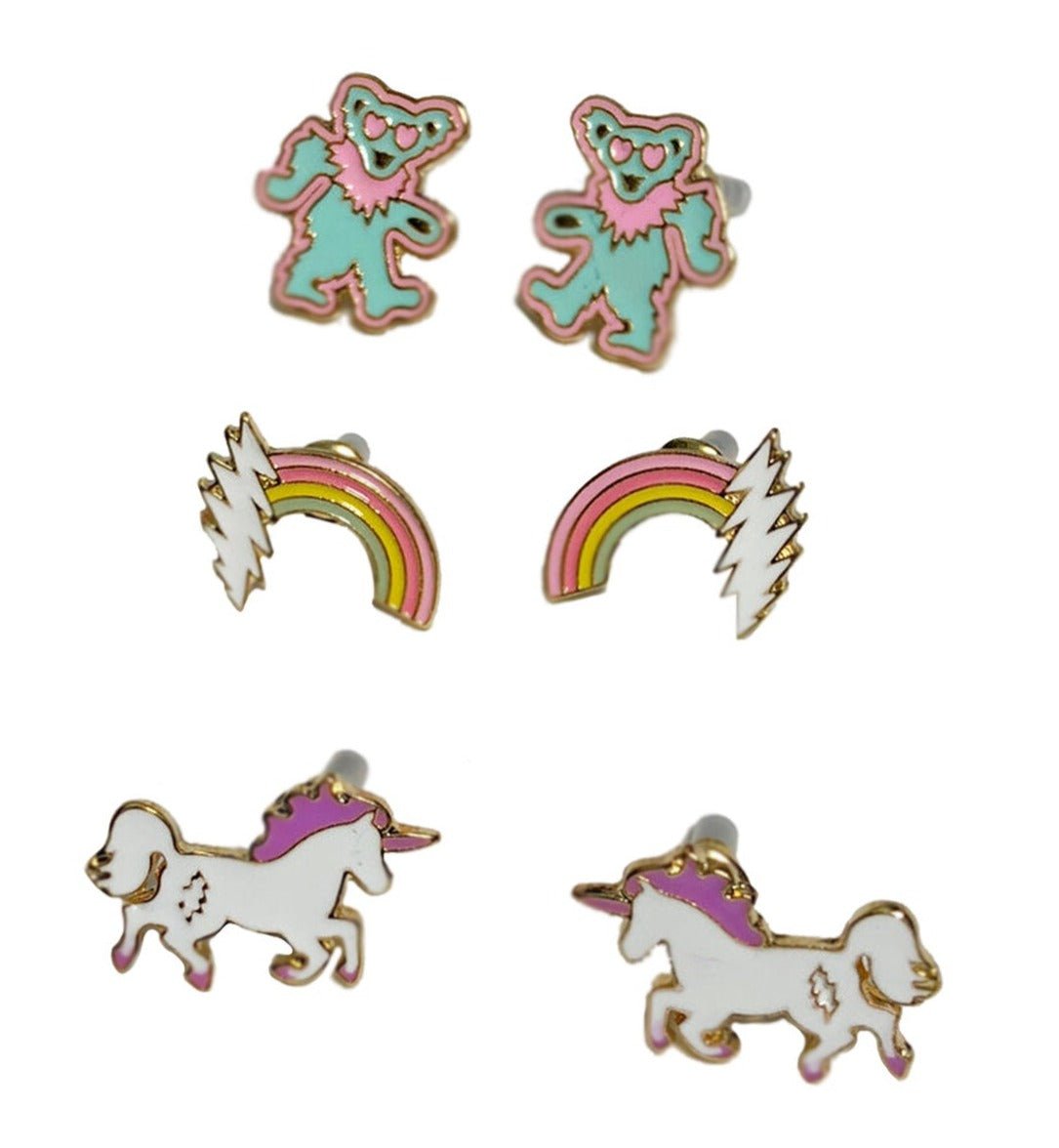 Trixy Starr x Grateful Dead Earring Set by Trixy Starr – Earrings – Silver | Spoiled Brat UK