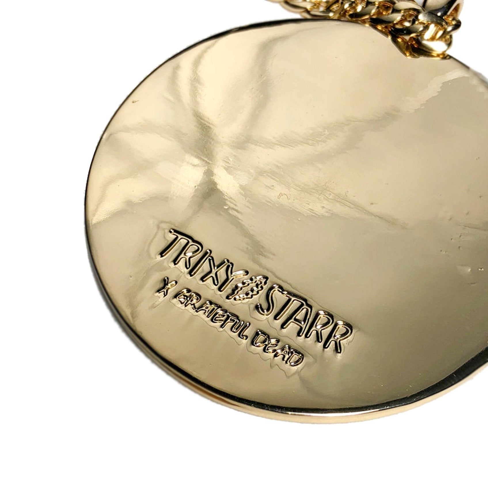 Trixy Starr x Grateful Dead Pastel Stealie Necklace by Trixy Starr – Necklace – Gold | Spoiled Brat UK