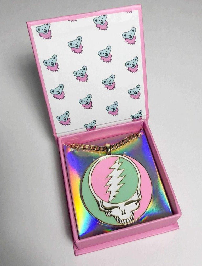 Trixy Starr x Grateful Dead Pastel Stealie Necklace by Trixy Starr – Necklace – Gold | Spoiled Brat UK