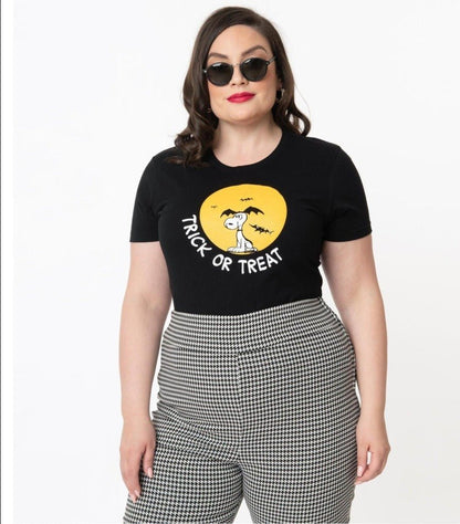 Shop Peanuts x Unique Vintage Trick Or Treat Fitted Tee - Premium T-Shirts from Unique Vintage Online now at Spoiled Brat 