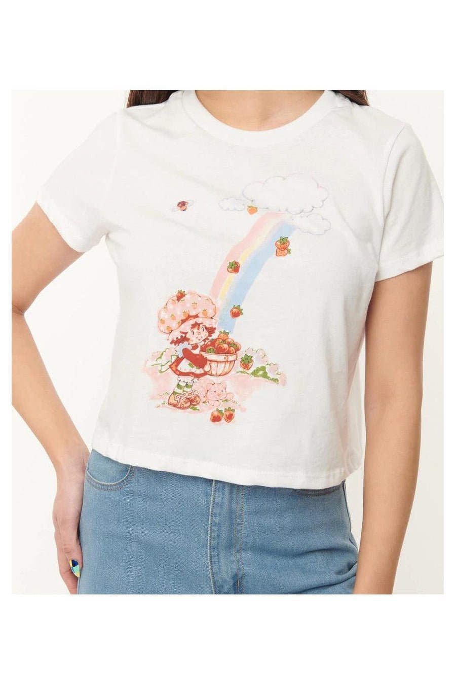 Shop Strawberry Shortcake x Unique Vintage Rainbow Graphic Crop Tee - Premium T-Shirt from Unique Vintage Online now at Spoiled Brat 
